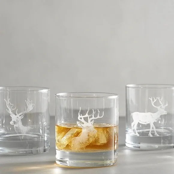 Pottery Barn Wilderness Cabin Stag Old Fashioned Glasses - Thumbnail 2